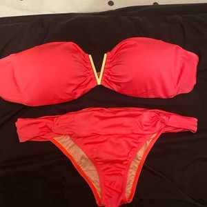 Neon strapless bikini